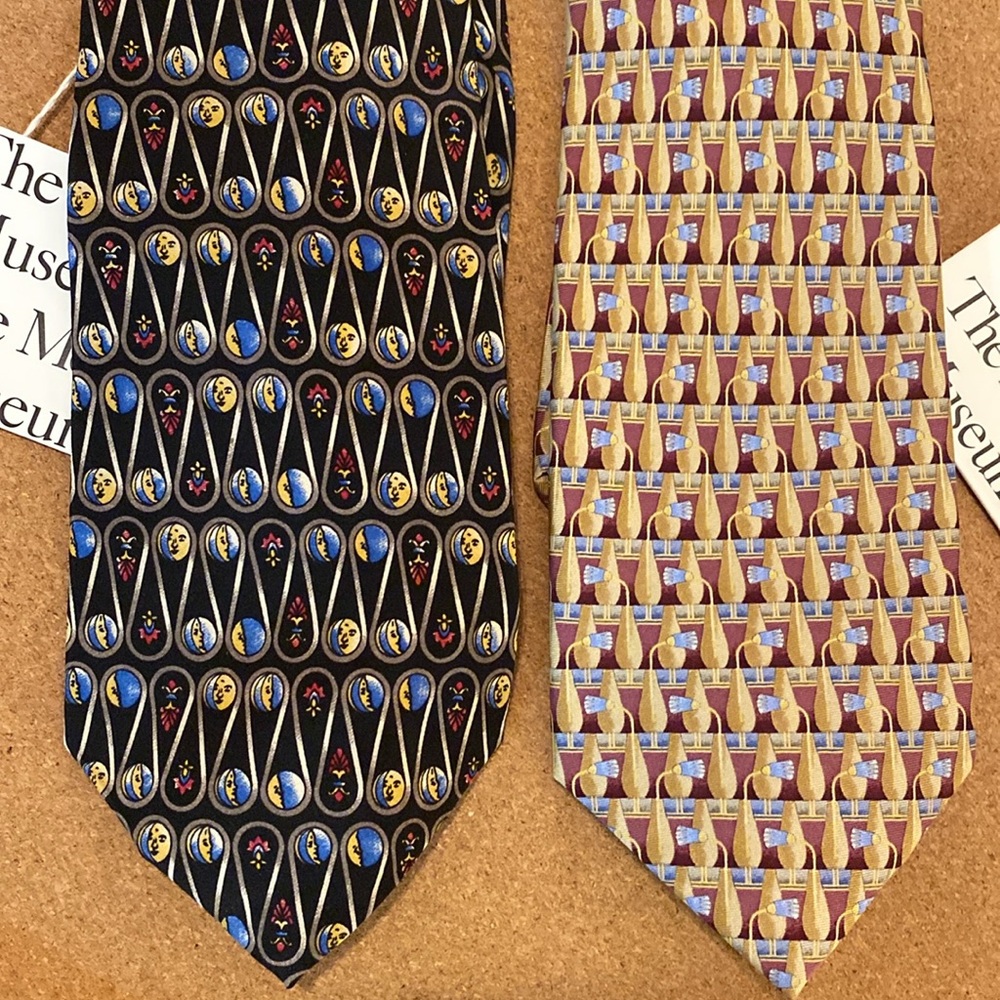 2 Metropolitan Museum of Art Patterned Neck Ties 100% Silk NWT